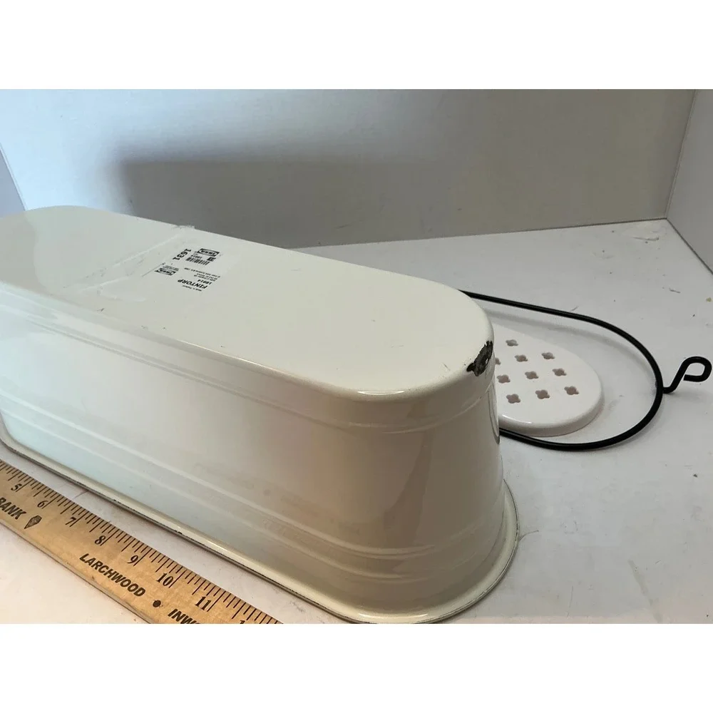 IKEA Fintorp Condiment Stand Planter Enamel Off White Farmhouse Kitchen Storage